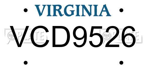 VCD9526 Virginia License Plate