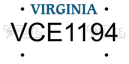 VCE1194 Virginia License Plate