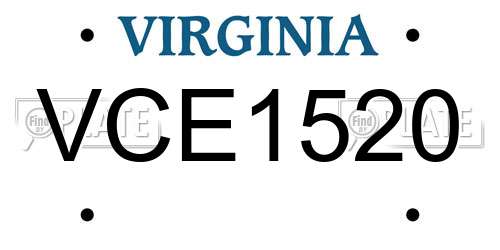 VCE1520 Virginia License Plate