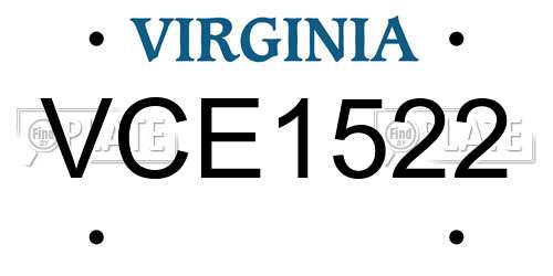 VCE1522 Virginia License Plate