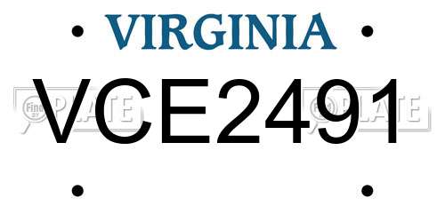 VCE2491 Virginia License Plate