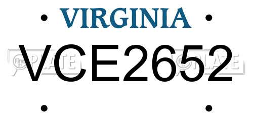 VCE2652 Virginia License Plate