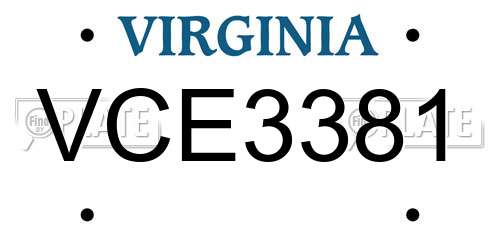 VCE3381 Virginia License Plate