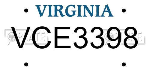 VCE3398 Virginia License Plate