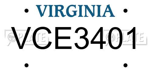 VCE3401 Virginia License Plate