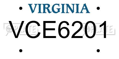 VCE6201 Virginia License Plate