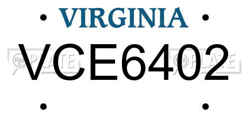 VCE6402 Virginia License Plate