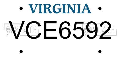 VCE6592 Virginia License Plate