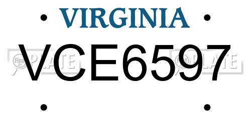 VCE6597 Virginia License Plate