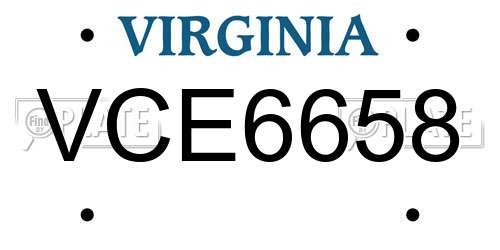 VCE6658 Virginia License Plate