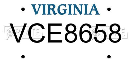 VCE8658 Virginia License Plate