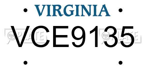 VCE9135 Virginia License Plate