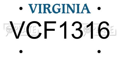 VCF1316 Virginia License Plate