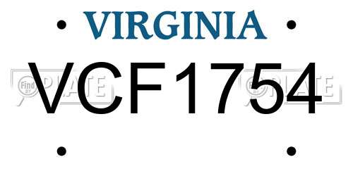 VCF1754 Virginia License Plate