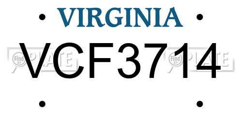 VCF3714 Virginia License Plate