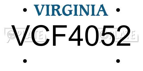 VCF4052 Virginia License Plate