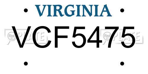 VCF5475 Virginia License Plate