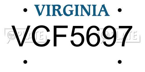 VCF5697 Virginia License Plate