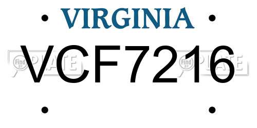 VCF7216 Virginia License Plate