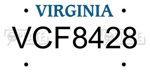 VCF8428 Virginia License Plate