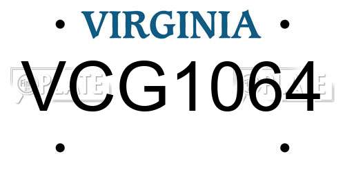 VCG1064 Virginia License Plate
