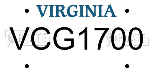VCG1700 Virginia License Plate