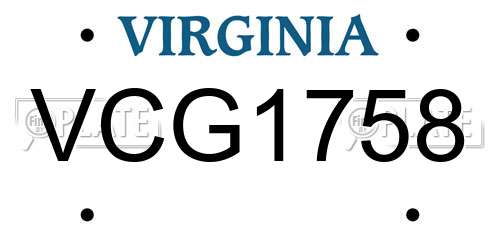 VCG1758 Virginia License Plate