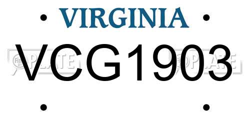 VCG1903 Virginia License Plate