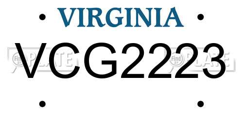VCG2223 Virginia License Plate