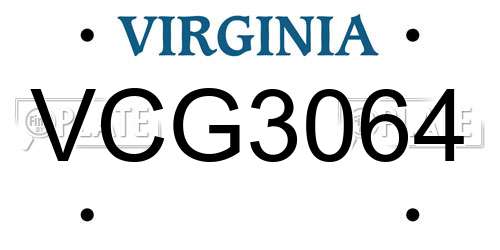 VCG3064 Virginia License Plate