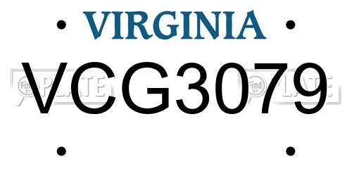 VCG3079 Virginia License Plate