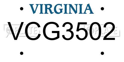 VCG3502 Virginia License Plate