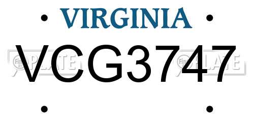 VCG3747 Virginia License Plate