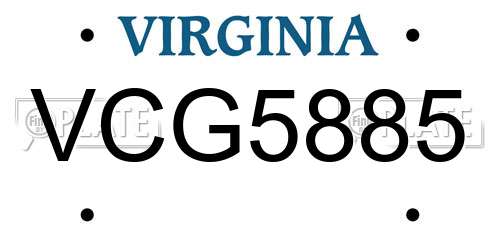 VCG5885 Virginia License Plate