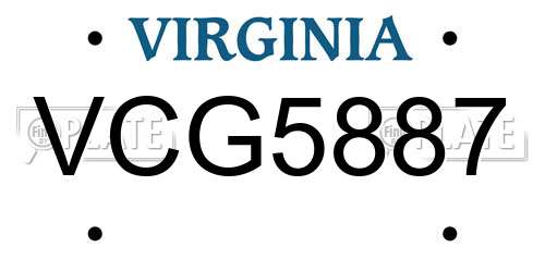 VCG5887 Virginia License Plate
