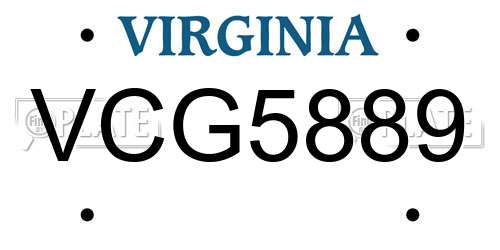 VCG5889 Virginia License Plate