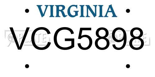 VCG5898 Virginia License Plate
