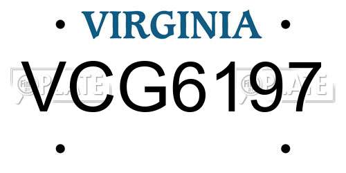 VCG6197 Virginia License Plate