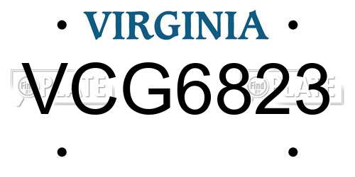 VCG6823 Virginia License Plate