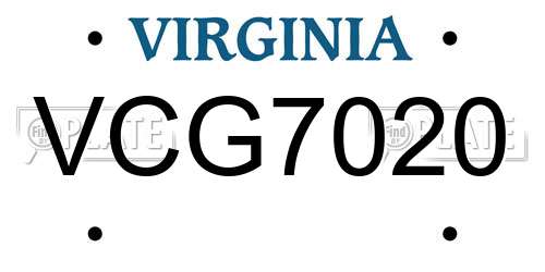 VCG7020 Virginia License Plate
