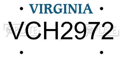 VCH2972 Virginia License Plate