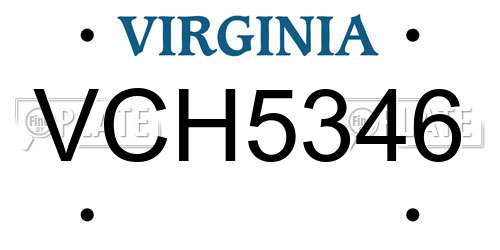 VCH5346 Virginia License Plate