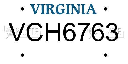 VCH6763 Virginia License Plate
