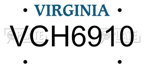 VCH6910 Virginia License Plate