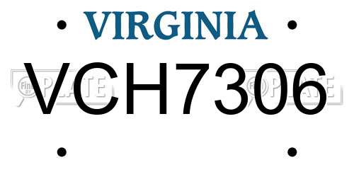 VCH7306 Virginia License Plate