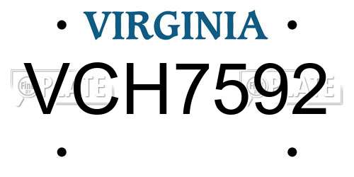 VCH7592 Virginia License Plate