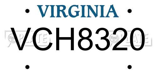 VCH8320 Virginia License Plate