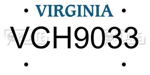 VCH9033 Virginia License Plate
