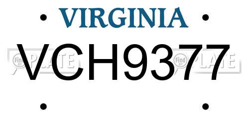 VCH9377 Virginia License Plate