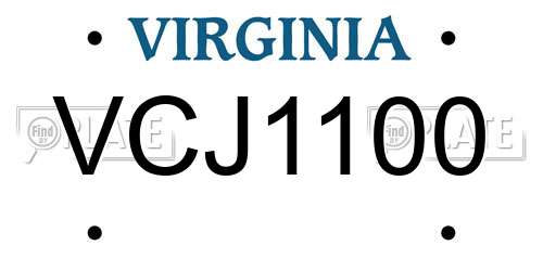 VCJ1100 Virginia License Plate